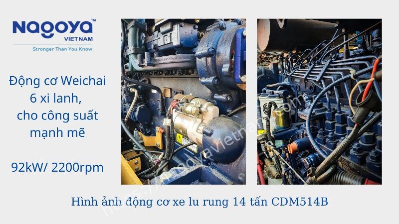 động cơ Weichai 6 xi lanh của xe lu rung một cầu 14 tấn lonking
